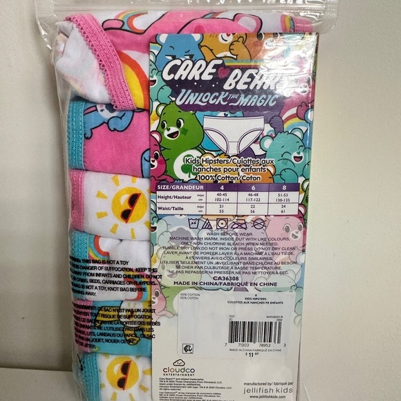 FREE ADD-ON - Care Bears‎ Kids Hipsters Underwear Size 8 - Pink, Blue, Yellow - Picture 2 of 2